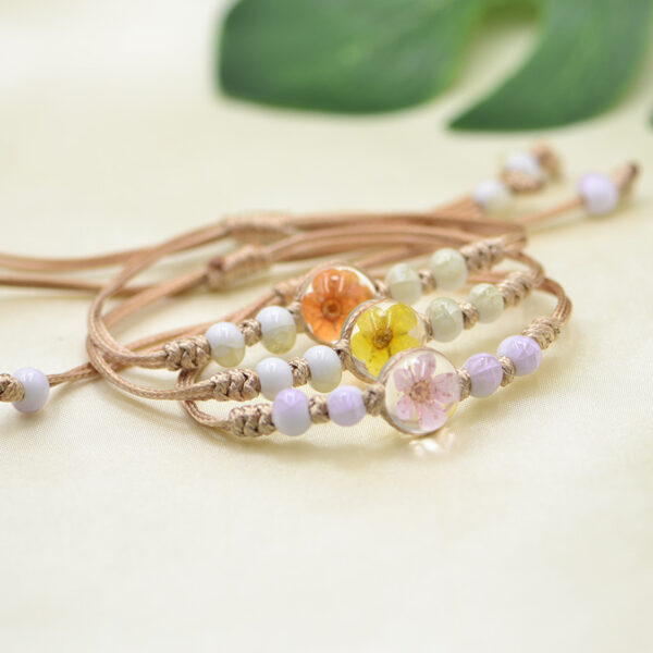 Wholesale Ceramic glass ball dried flower plant woven bracelet