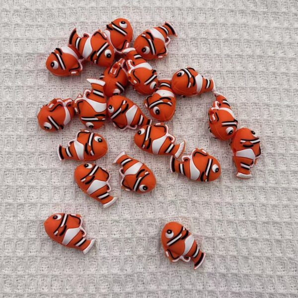Wholesale 10pcs 3D Cute Fish Silicone Beads Can Be DIY Beads