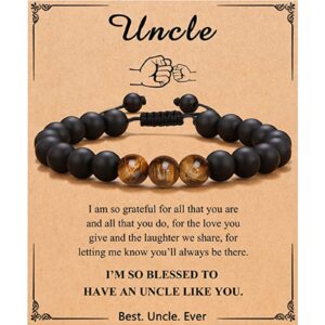Uncle card + tiger eye stone black frosted bracelet