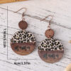 Wholesale Mother's Day Leopard Round Pieces Stitching Pendant Wooden Earrings
