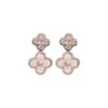 Wholesale Pink Shell Four Leaf Pink Silver Needle Earrings
