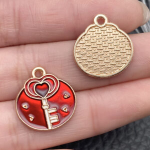1 love key round card 18x17mm-1g-21463 / Valentine's Day Series