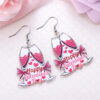Wholesale Valentine's Day Pink Champagne Glass Acrylic Earrings