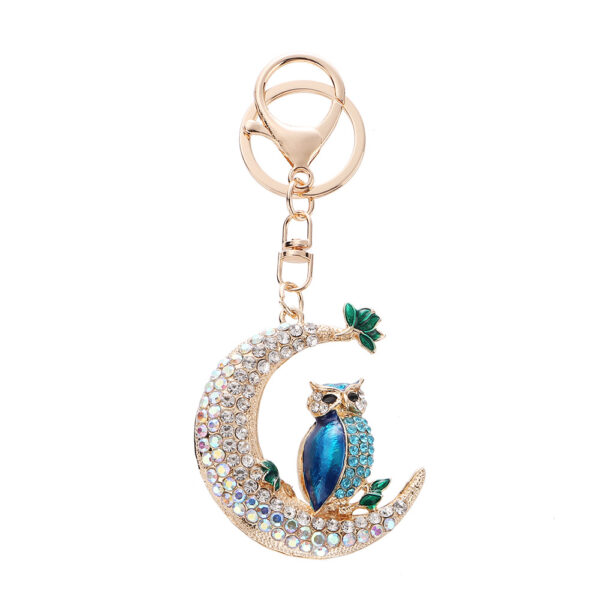 Wholesale Cute Diamond-studded Moon Bear Keychain Owl