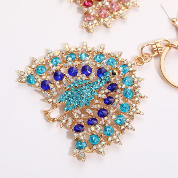 Wholesale Peacock Opening Screen with Water Diamond Metal Keychain