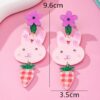 Wholesale Easter Pink Purple Rabbit Easter Egg Acrylic Earrings