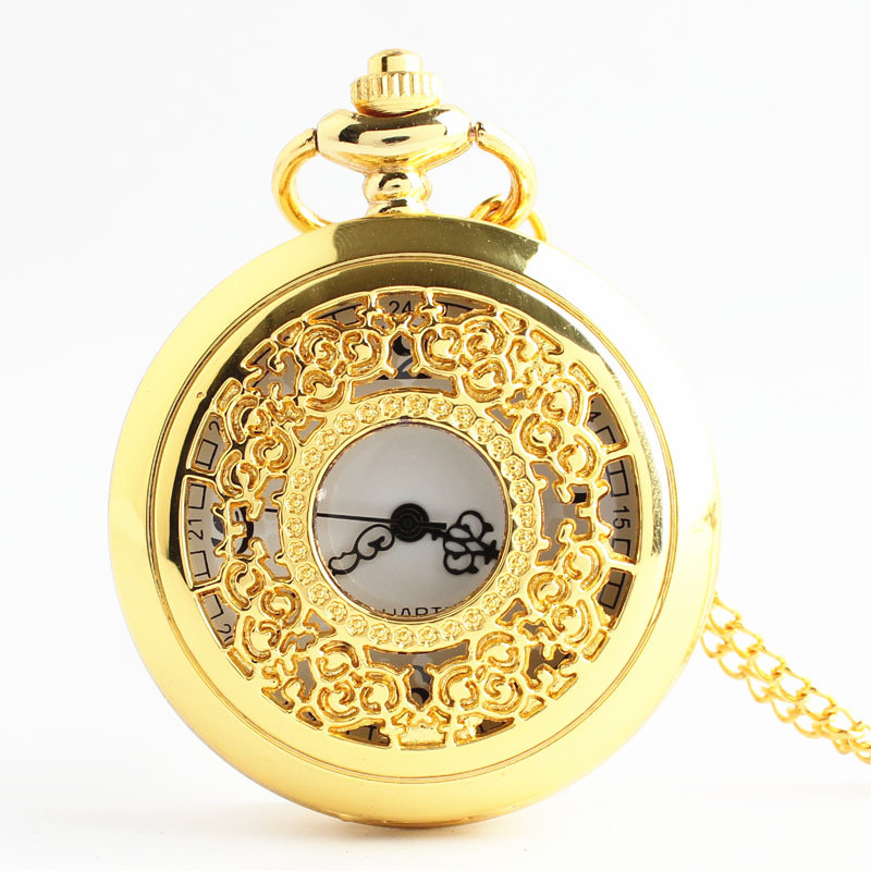 Wholesale Hollow out retro quartz watch flip top large gold cket watch