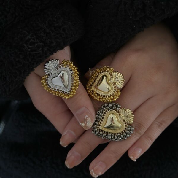 Wholesale Love Gold and Silver Sacred Heart Ring