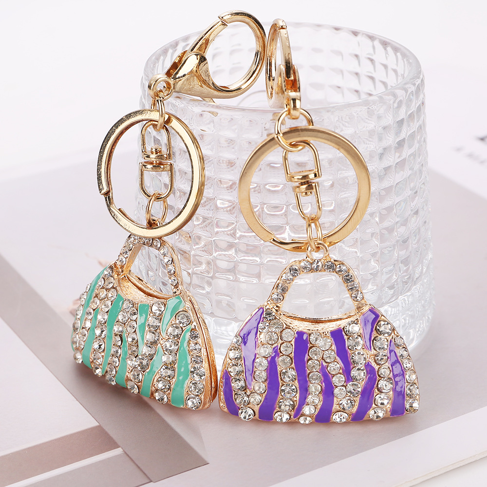 Wholesale Rhinestone Leopard Print Creative Bag Car Keychain