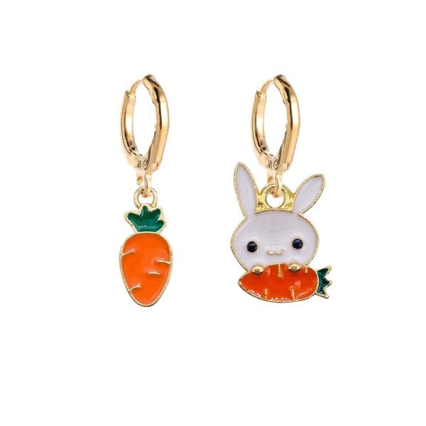 Wholesale Easter Rabbit Carrot Rainbow Asymmetric Earrings