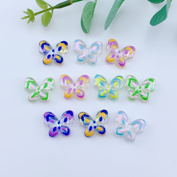 Wholesale 10pcs Hand drawn candy butterfly straight hole acrylic beads