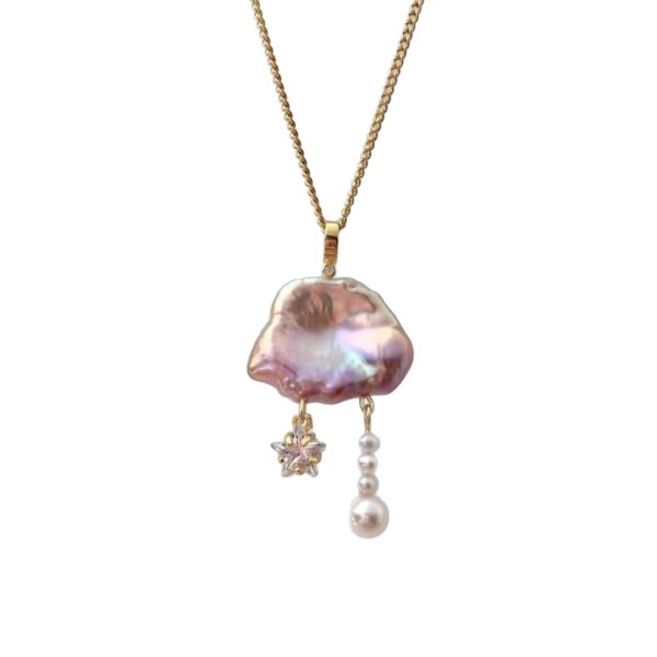 Wholesale Dopamine cloud pearl moon star studded diamond necklace