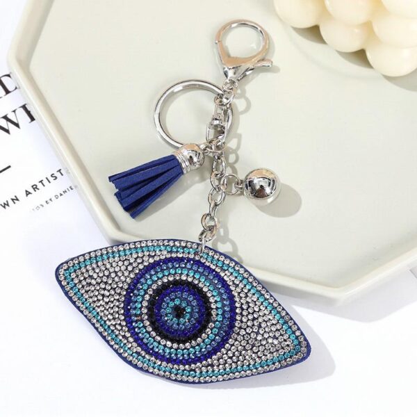Wholesale velvet diamond devil evil eyes key chain small tassel