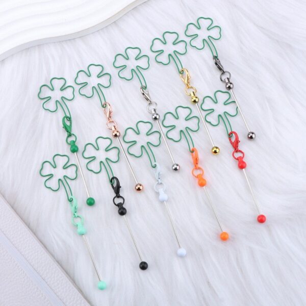Wholesale Four-leaf Clover DIY Beadable Keychain