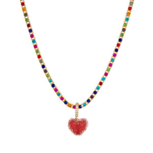 Colored zirconium love necklace