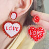 Wholesale Valentine's Day Heart-shaped LOVE Acrylic Glitter Earrings