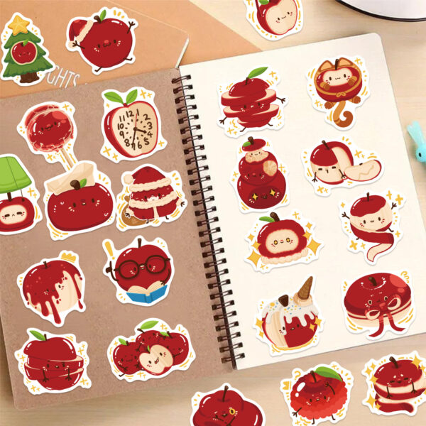 Wholesale 50ps Cartoon Apple Paradise Red Stickers