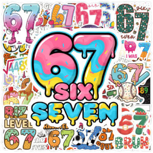 Wholesale 100 Cute Cartoon 67 Number Waterproof Vinyl Stickers