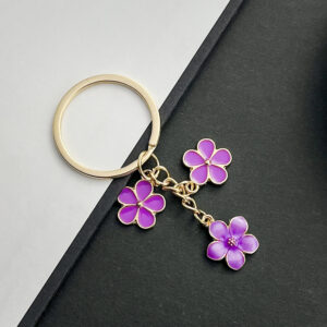 ER568-Dropping Oil Purple Cherry Blossom Keychain -6g