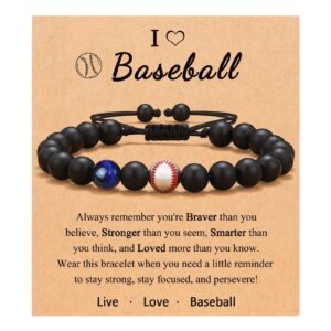 One-sided blue tiger eye black frosted baseball braided rope bracelet