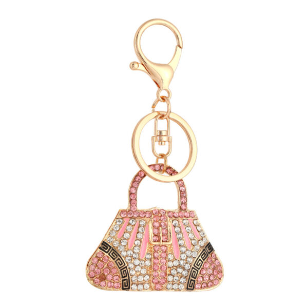 Wholesale Colorful handbag with rhinestone metal keychain