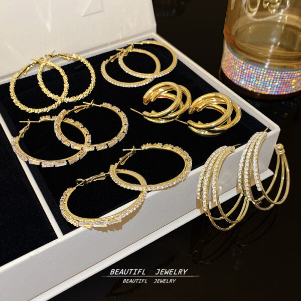 Wholesale Cool Full Diamond Hoop Earrings Exaggerated Large Earrings
