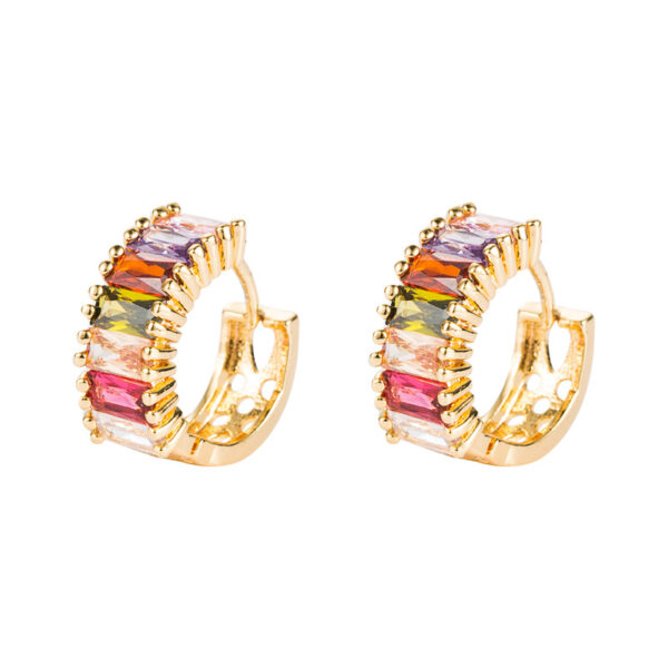 Wholesale Colored zircon brass gold-plated earrings