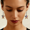 Wholesale Red White and Blue Flag Star Pendant Acrylic Earrings