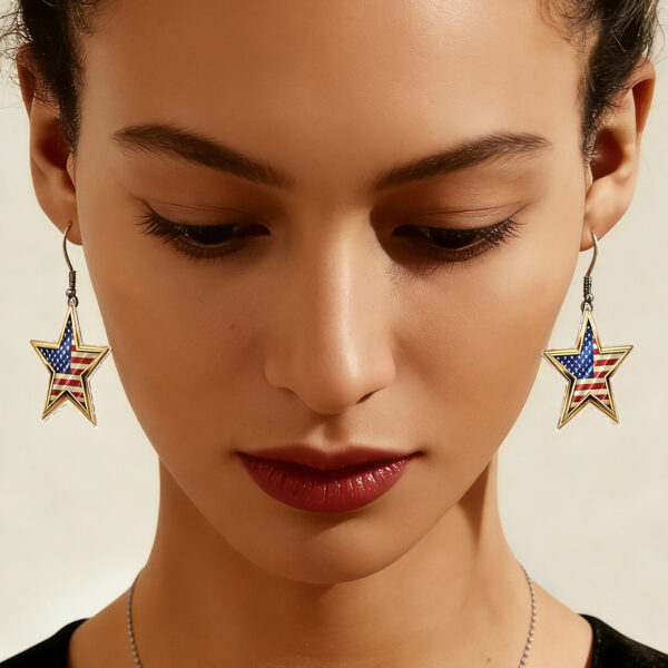 Wholesale Red White and Blue Flag Star Pendant Acrylic Earrings