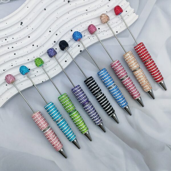 Wholesale Circular Textured Spiral Adorned Full Diamond-like Fancy Beadable Pens