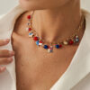 Wholesale Independence Day Oil Dripping Flag Patriotic Day Five-Pointed Star Necklace