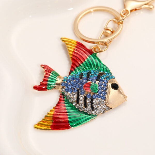 Wholesale Cartoon tropical fish, marine creatures, rhinestones, Metal Keychain