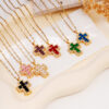 Wholesale copper inlaid colorful zircon cross pendant necklace
