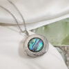 Wholesale Silver Round Natural Abalone Shell Pendant Necklace