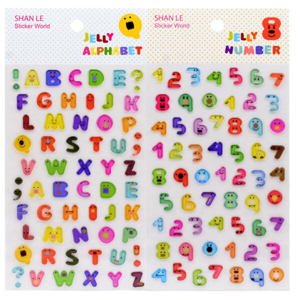 Wholesale Colorful Transparent Candy Stereo 3D Number Symbols English Letters Crystal Stickers Kidsren's Decoration DIY Stickers
