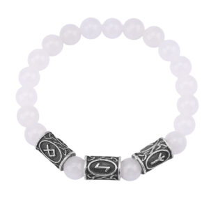 White beads + 3 ancient tin runes / Rune pattern random
