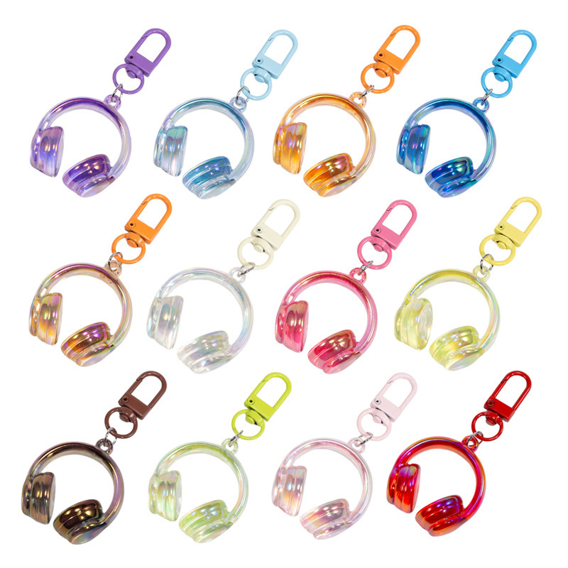 Wholesale Color-Plated Stereo Headphone Keychain School Bag Pendant C Pendant