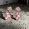 Wholesale Pink Shell Four Leaf Pink Silver Needle Earrings