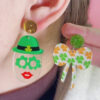 Wholesale St. Patrick's Day Clover Hat Butterfly Acrylic Earrings