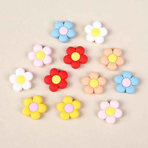 Wholesale 20pcs DIY Flower Children's Teether Baby Pacifier Anti-drop Smiley Face Silicone Beads