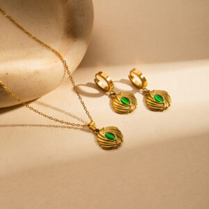 Wholesale Stainless steel jewelry set in gold