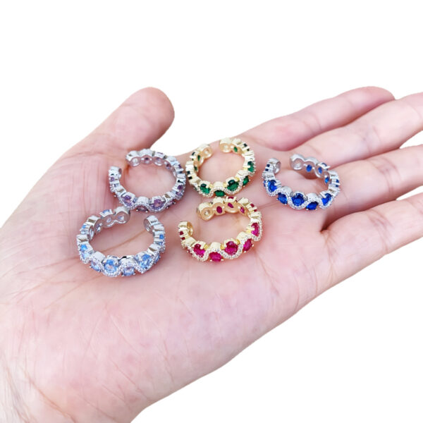 Wholesale Colorful Ring with Red Ruby and Zircon Adjustable Open Ring