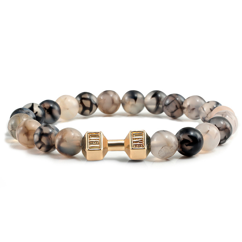 Wholesale elastic line beaded black agon pattern bracelet alloy