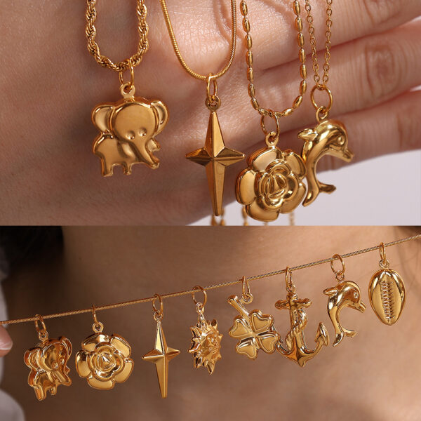 O1CN01Bqo8y61F2WygvUPdL_2216476030429-0-cib Wholesale Stainless Steel Sun Dolphin Pendant Necklace