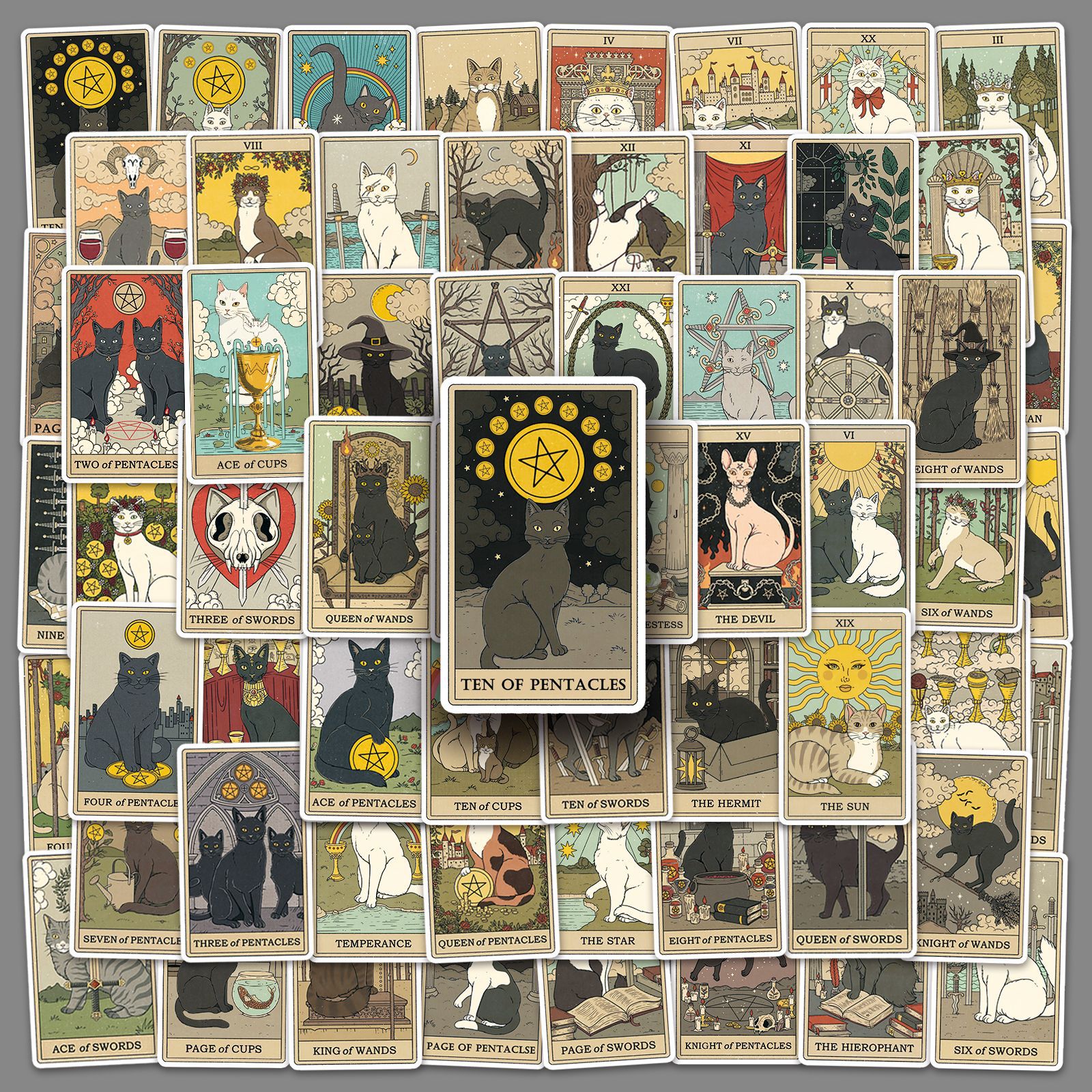 Wholesale cat tarot graiti personality stickers