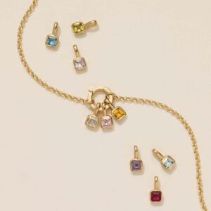 Wholesale Colorful birthstone block zircon pendant