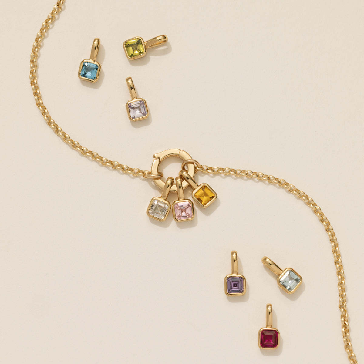 Wholesale Colorful birthstone block zircon pendant