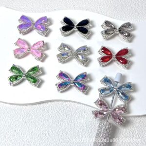 Wholesale Colorful crystal bowknot straight-hole beads