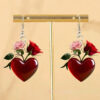 Wholesale Valentine's Day heart-shaped red rose acrylic earrings