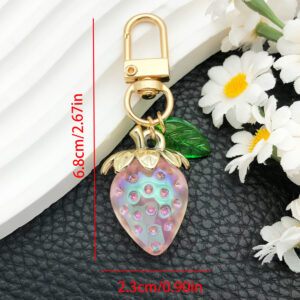 ER937-1 transparent pink strawberry U-shaped door chain key chain -9g